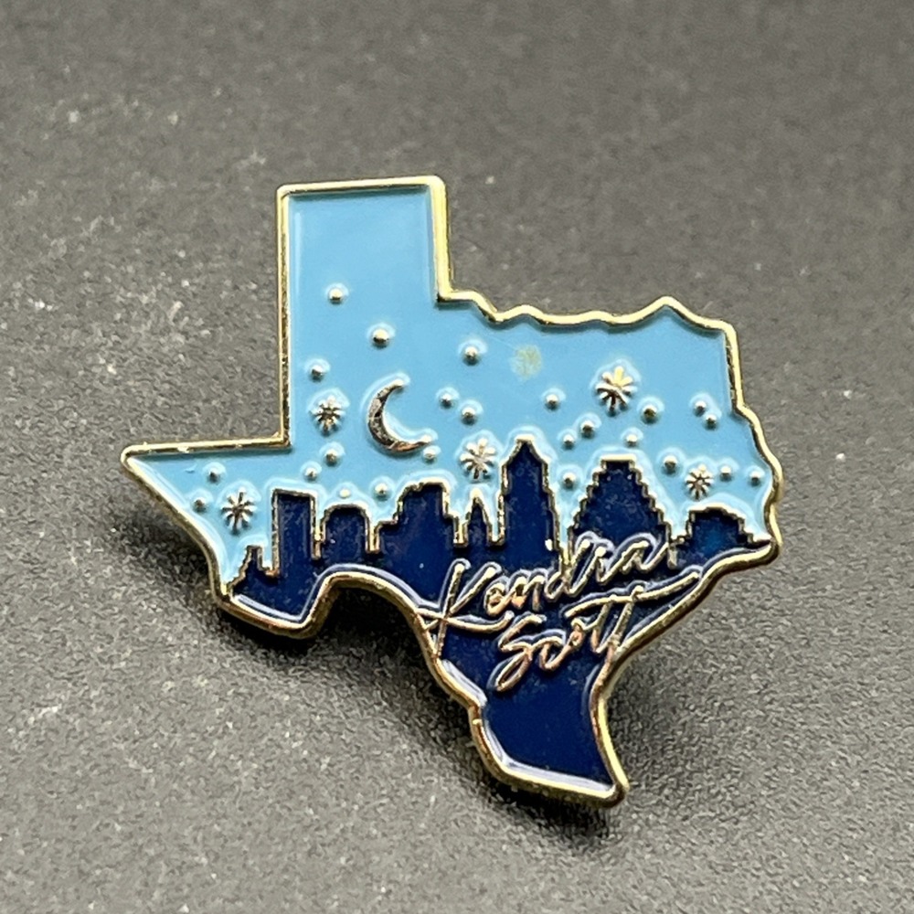 Kendra Scott Jewelry Company Texas Outline Nighttime Cityscape Lapel Hat Pin
